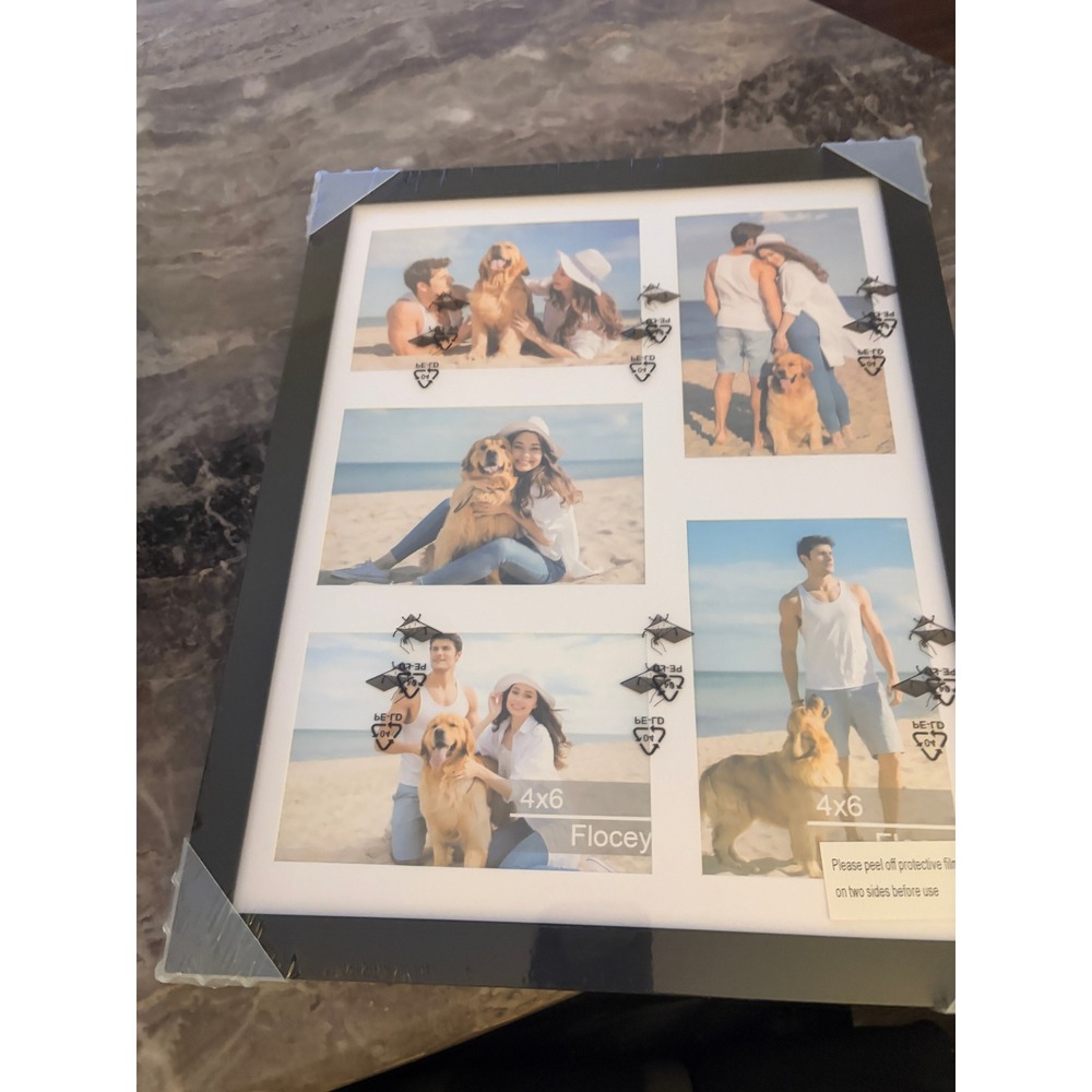 Flocey Black Multi Opening Collage Picture Frame Holds Five 4x6 Photos New